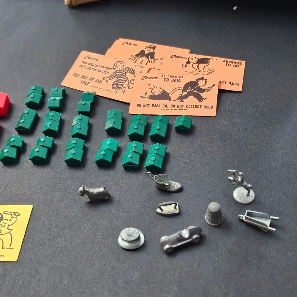 Vtg 1961 Monopoly Parker Brothers Board Game Nearly Complete Metal Pieces